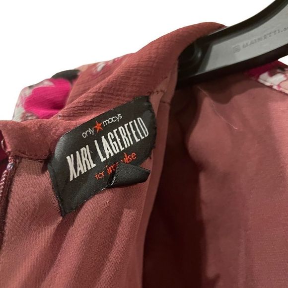 Karl Lagerfeld x Impulse Macys Chiffon Floral Print split Collared Dress - Picture 8 of 14